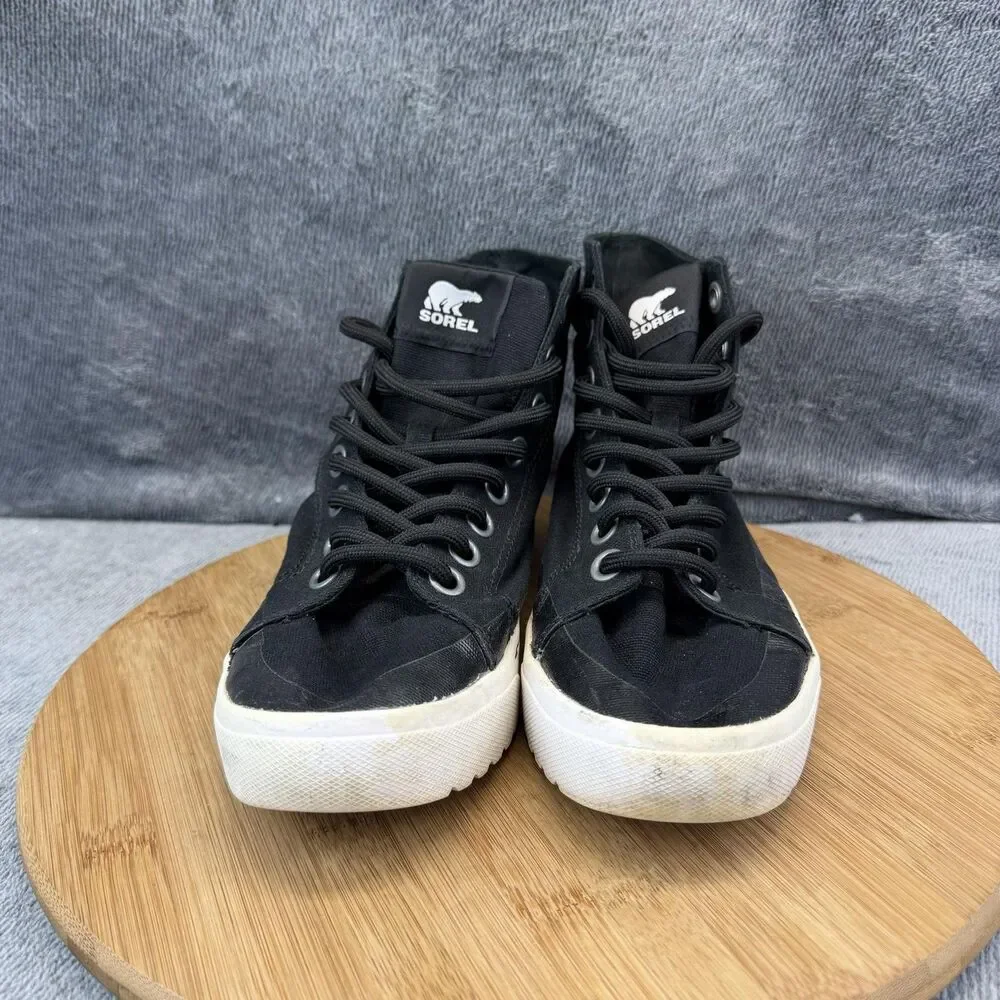 Sorel Canvas High Top Shoes Womens Size 9 Black Casual Sneakers NL2865-010